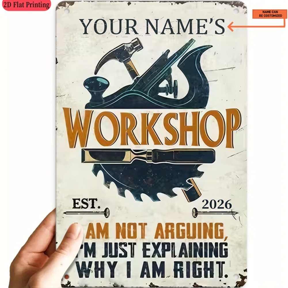 Workshop Tools With Name - [Plano 2D] 1 pieza Letrero Metálico