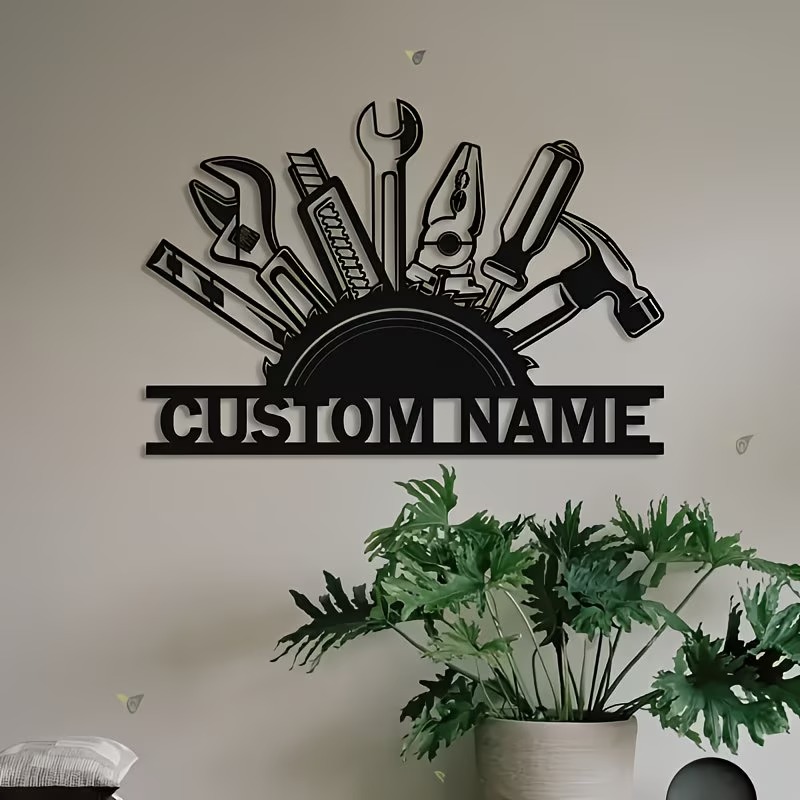 Workshop Tools With Name - Arte de Pared de Metal Personalizado