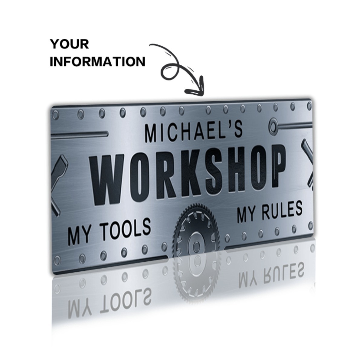Letrero de Aluminio Personaliz - Workshop Tools With Name reseña y precio